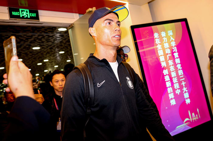 Cristiano Ronaldo pictured at Shenzhen airport in January 2024
